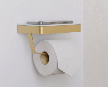 Tono 304 Stainless Steel Toilet Roll Holder With Glass Shelf Chrome/Brushed Nickel/Gun Metal/Matte Black/Urban Brass