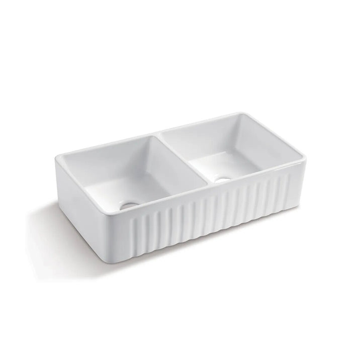 845*455*255mm Boston Butler White Ceramic Kitchen Double Bowl Sink
