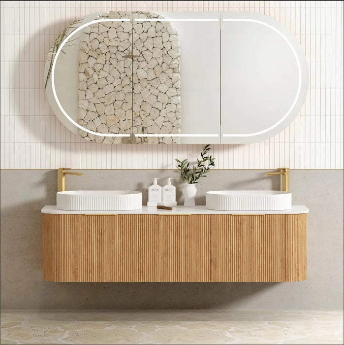 600-1800*460*450mm Bondi Woodland Oak Curve Bar Handle Cabinet Wall Hung Vanity