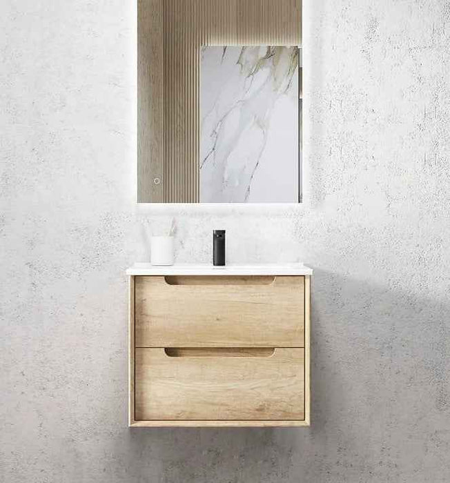 600-1500*460*550mm Byron Natural Oak Bathroom Wall Hung Vanity - Cabinet Only and Ceramic / Stone Top