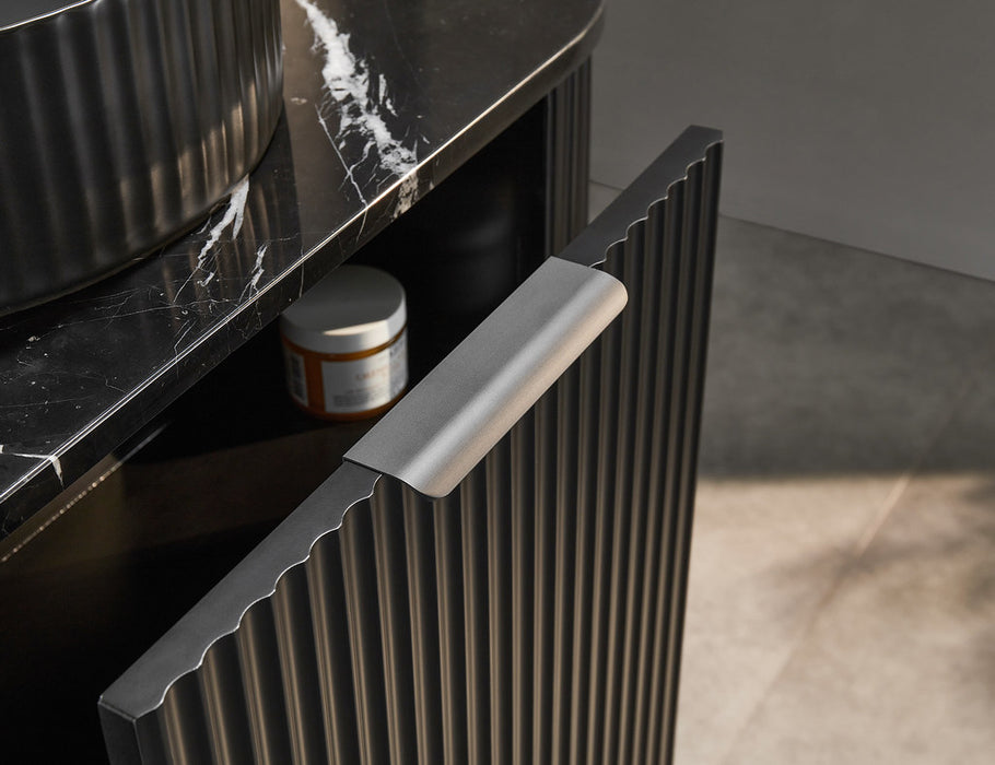 600-1800*500*470mm POS CETO Avalon PVC Constructed Matte Black Curve Fluted Bathroom Cabinet Wall Hung Vanity