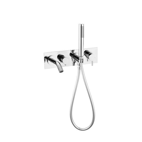 Nero Mecca Brass Chrome/Matte Black Wall Mount Bath Mixer With Hand Shower