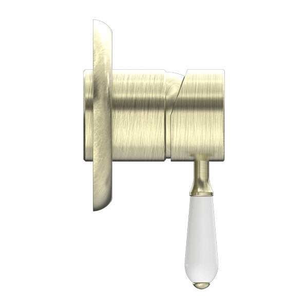 Nero York Shower Mixer With White Porcelain Lever Chrome/Matte Black/Aged Brass