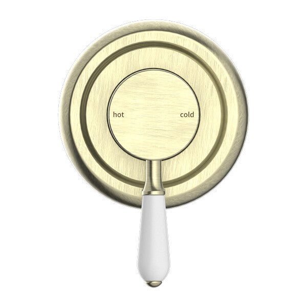 Nero York Shower Mixer With White Porcelain Lever Chrome/Matte Black/Aged Brass