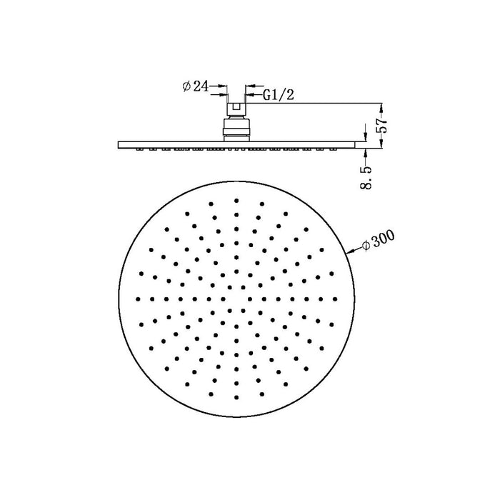 300mm Nero Brass Chrome/Matte Black/Brushed Nickel/Brushed Gold/Gun Metal/Brushed Bronze/Matte White/Graphite Round Shower Head