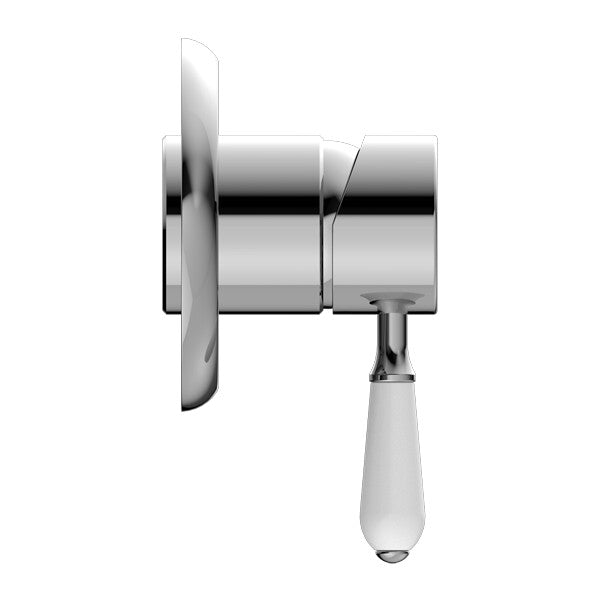 Nero York Shower Mixer With White Porcelain Lever Chrome/Matte Black/Aged Brass