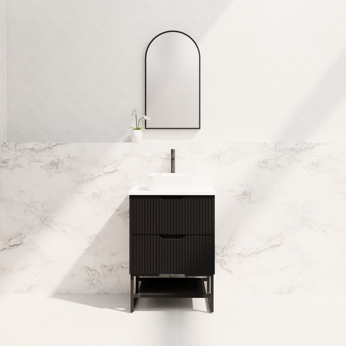 600-1500*450*830mm ABS Bali Matt Black MR Melamined Board Pancel MDF Door With PVC Coating Freestanding Vanity - HD reno