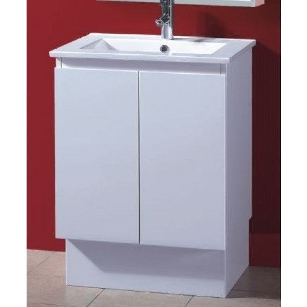 Slimline 600-900W*360mm Bathroom Vanity Freestanding With Kickboard & Basin Ceramic Top Finger Pull