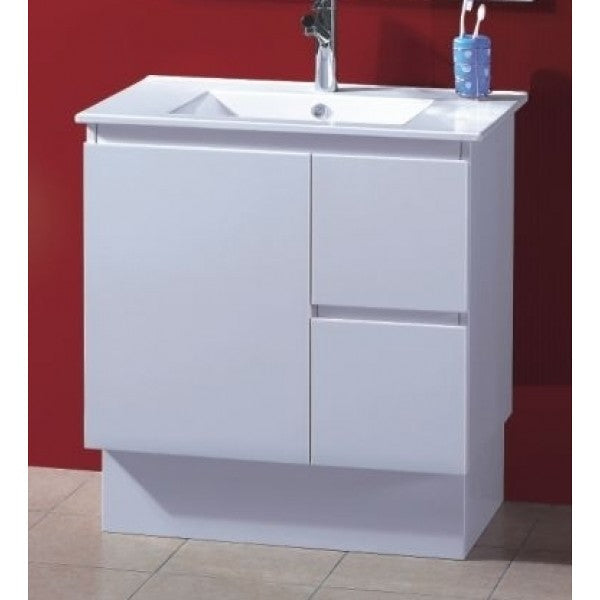 Slimline 600-900W*360mm Bathroom Vanity Freestanding With Kickboard & Basin Ceramic Top Finger Pull