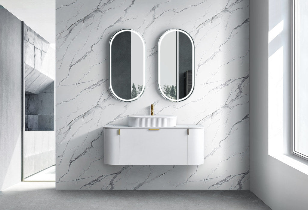 900-1500*455*420mm Sunny Plateau Matt White Premium Durable Plywood Wall Hung Vanity
