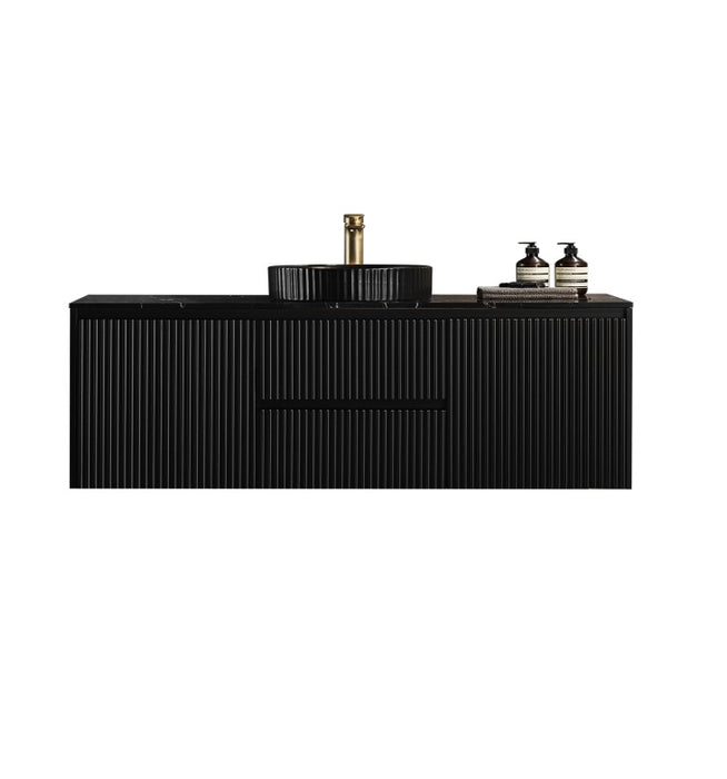 600-1500*450*500mm POS CETO Brindabella Matte Black PVC Constructed Fluted Bathroom Cabinet Wall Hung Vanity