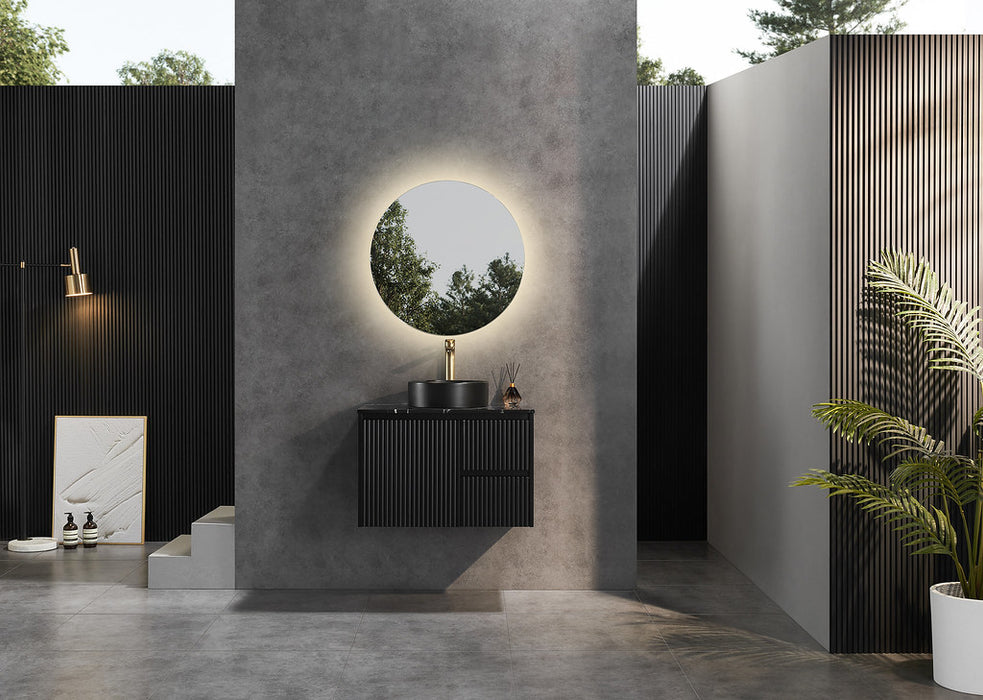 600-1500*450*500mm POS CETO Brindabella Matte Black PVC Constructed Fluted Bathroom Cabinet Wall Hung Vanity