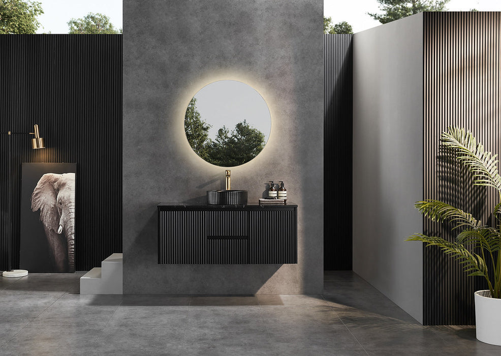 600-1500*450*500mm POS CETO Brindabella Matte Black PVC Constructed Fluted Bathroom Cabinet Wall Hung Vanity