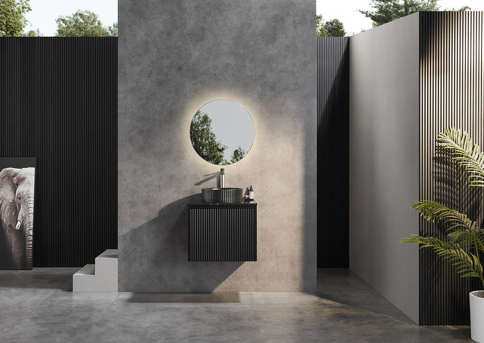 600-1500*450*500mm POS CETO Brindabella Matte Black PVC Constructed Fluted Bathroom Cabinet Wall Hung Vanity