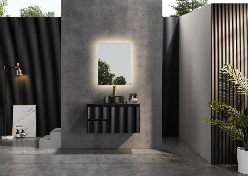 600-1500*450*500mm POS CETO Brindabella Matte Black PVC Constructed Fluted Bathroom Cabinet Wall Hung Vanity