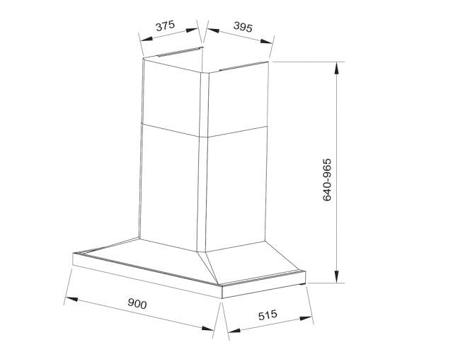 896*515*(640-960)mm Fotile Black Glass Perimeter Vent Series Wall Mount Rangehood