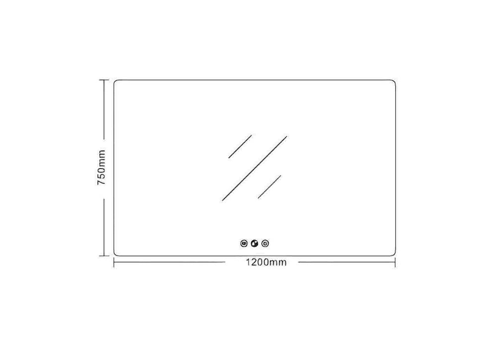 1200*750*5mm Mercio Frameless Copper-free Glass Rectangle Pencil Edge LED Mirror