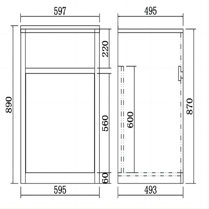 597*495*890mm 45 Litres 304 Stainless Steel Sink With PVC Matt Black Laundry Tub Cabinet
