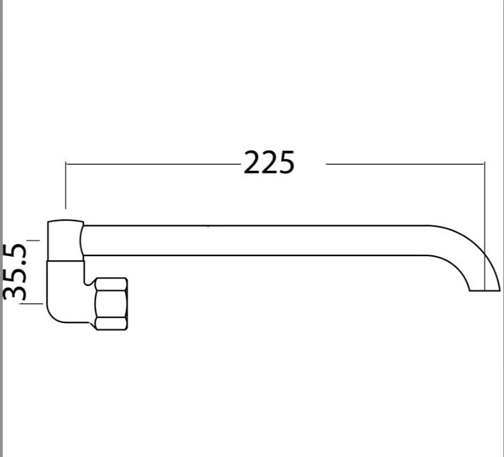 Ikon 225mm Chrome Solid Brass Round Laundry Spout - HD reno
