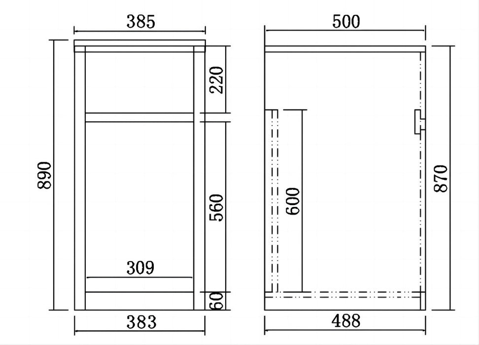 385*500*890mm 30 Litres 304 Stainless Steel Sink With PVC Laundry Tub Cabinet