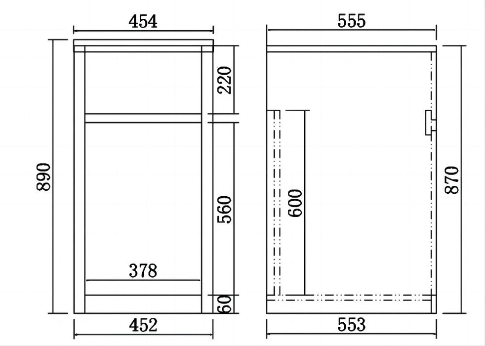 454*555*890mm 35 Litres 304 Stainless Steel Sink With PVC Laundry Tub Cabinet