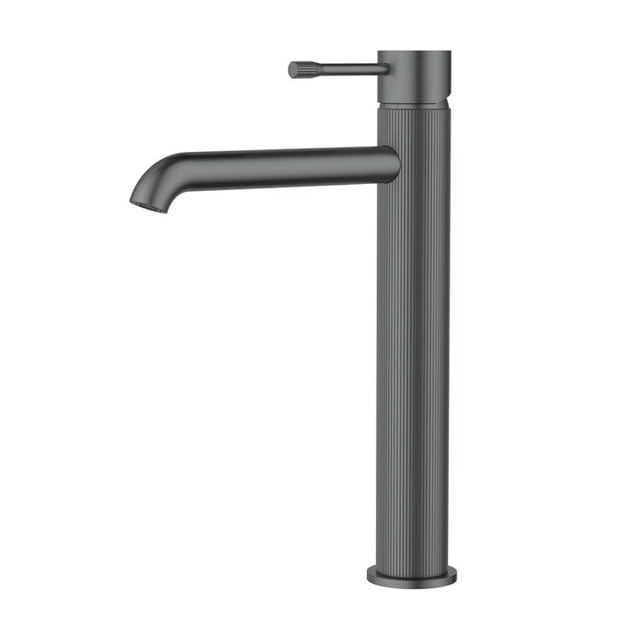 Ikon Linie Brushed Nickel/Matt Black/Gunmetal Grey/Brushed Gold Solid Brass High-Rise Basin Mixer - HD reno