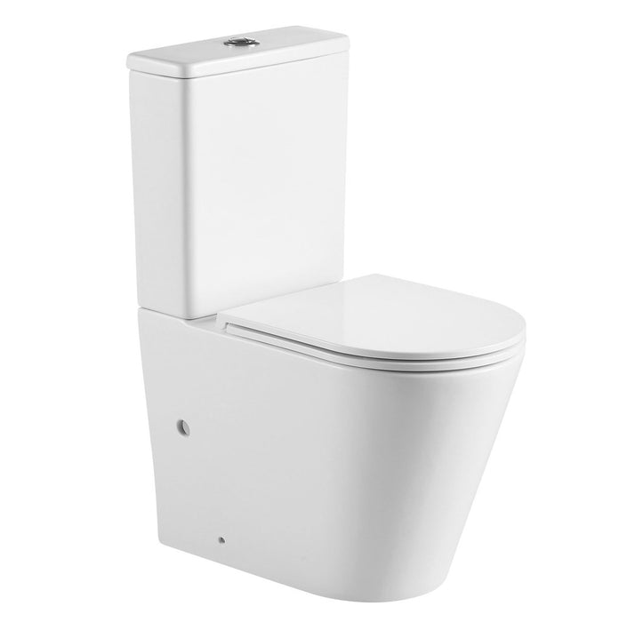 670*360*850mm Unicasa Pani Ceramic High Gloss White Rimless Back To Wall Toilet