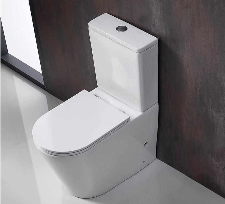 670*360*850mm Unicasa Pani Ceramic High Gloss White Rimless Back To Wall Toilet