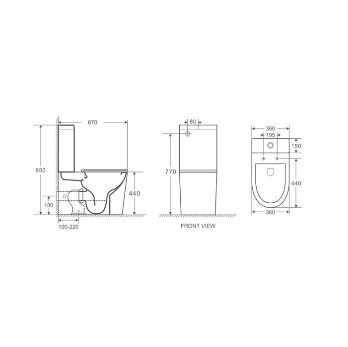 670*360*850mm Unicasa Berlin High Gloss White/Matt Black/Matt White Ceramic Rimless Tornado Back To Wall Toilet