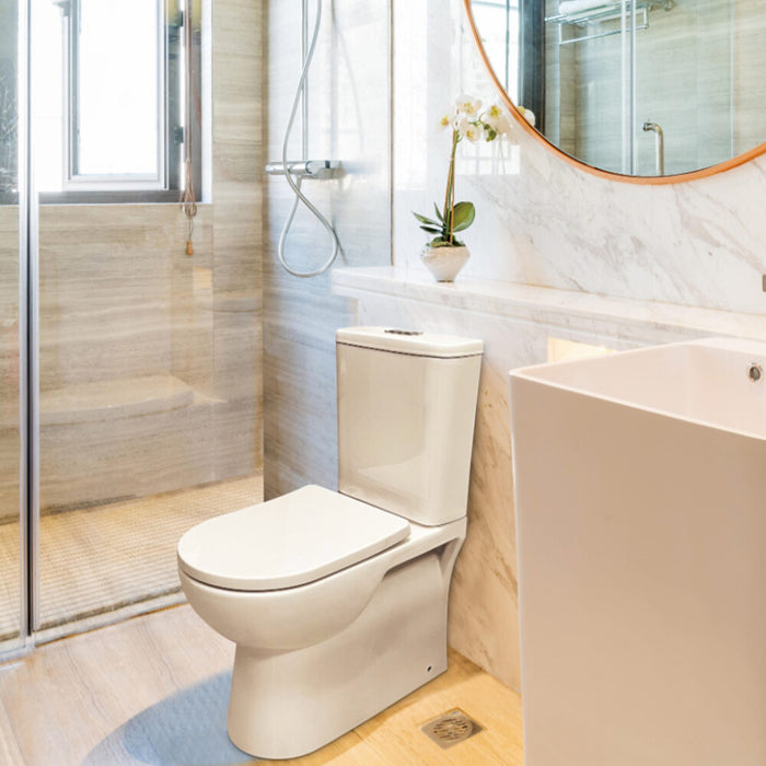 650*385*830mm Unicasa Moi High Gloss White Ceramic Rimless Back To Wall Toilet