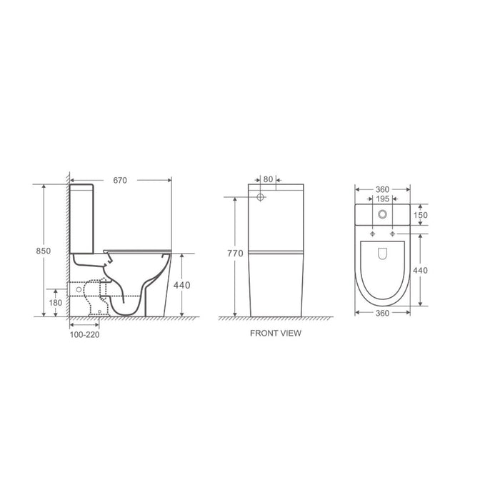 670*360*850mm Unicasa Vera High Gloss White Ceramic Tornado Back To Wall Toilet