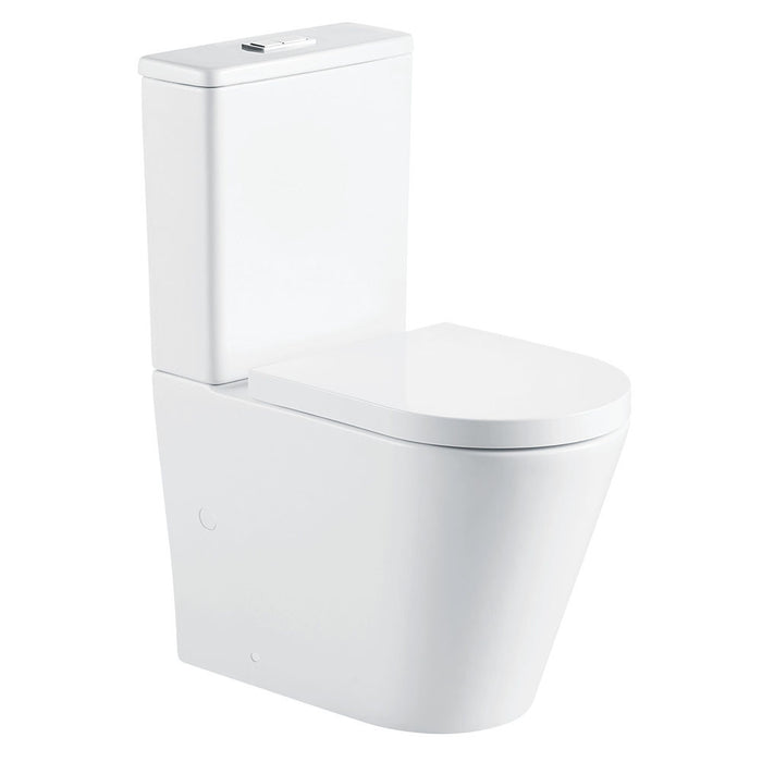 620*385*840mm Fienza Aluca Gloss White Tornado Soft Close Seat Back To Wall Toilet
