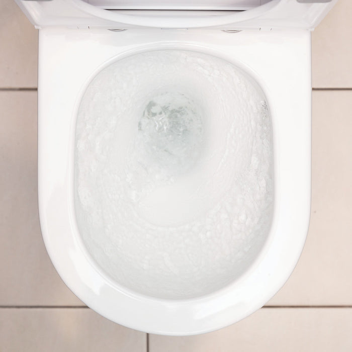 620*385*840mm Fienza Aluca Gloss White Tornado Soft Close Seat Back To Wall Toilet