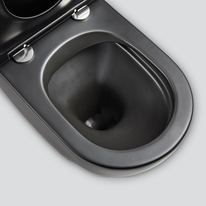 660*385*850mm Fienza Koko Matt White/Matt Black Ceramic Tornado Back To Wall Toilet