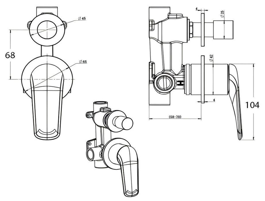 BK BERLIN Premium Brass Bath/Shower Divertor Mixer Trim Kit - HD reno