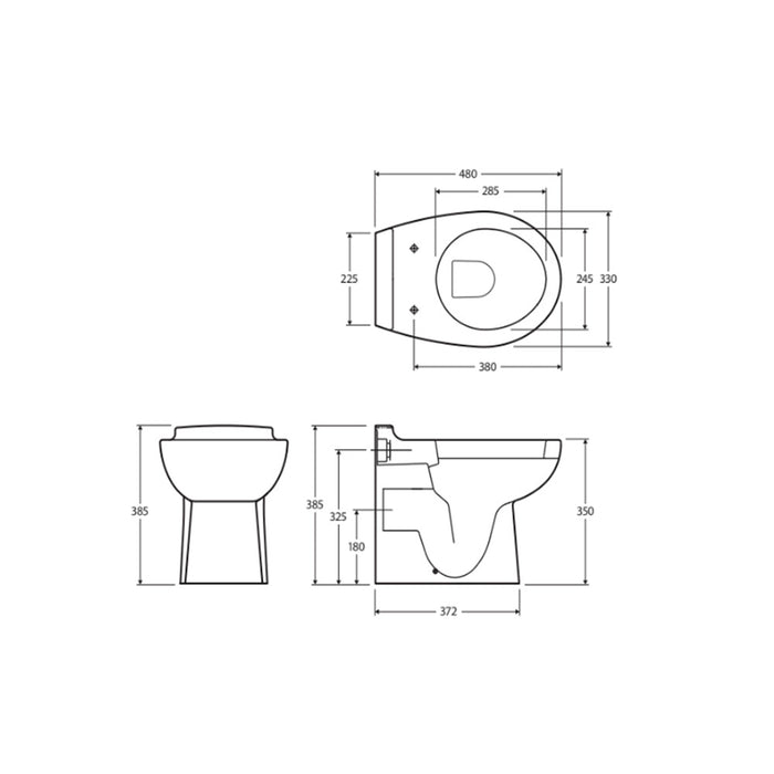 480*330*350mm Fienza RAK Junior Rimless Gloss White Wall Faced Toilet