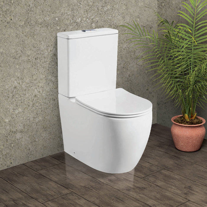 610*380*800mm Fienza Hana Gloss White Rimless Ceramic Back To Wall Toilet