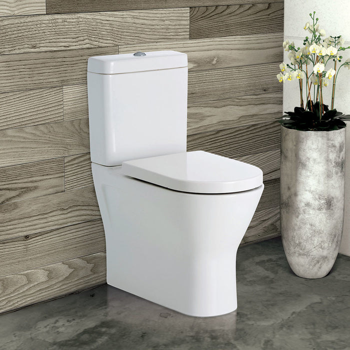 665*370*850mm Fienza RAK Resort Rimless Gloss White Ceramic Bottom Inlet Back To Wall Toilet