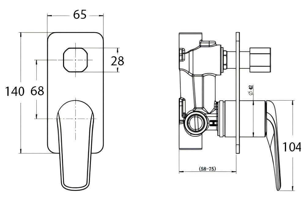 BK BERLIN SQ Premium Brass Shower Divertor Mixer Trim Kit - HD reno
