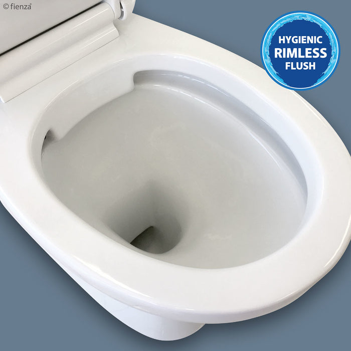 675*360*843mm Fienza Stella Gloss White Rimless S-TRAP Close-Coupled Toilet