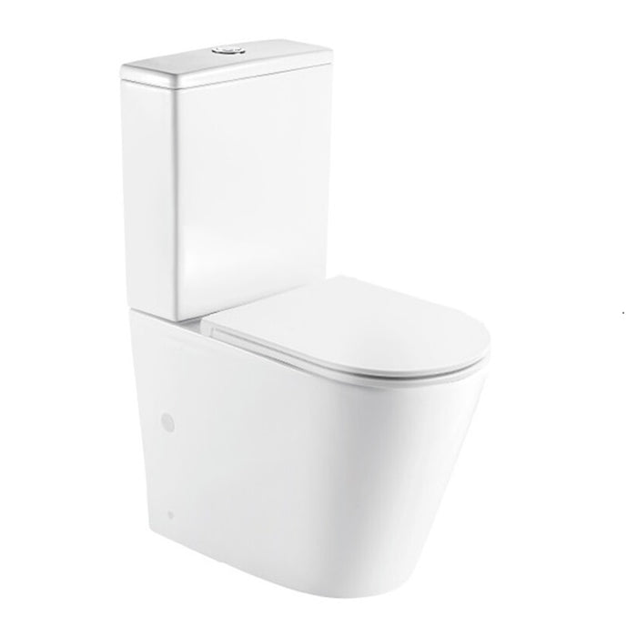 620*385*840mm Fienza Isabella Gloss White Ceramic Rimless Slim Seat Back To Wall Toilet