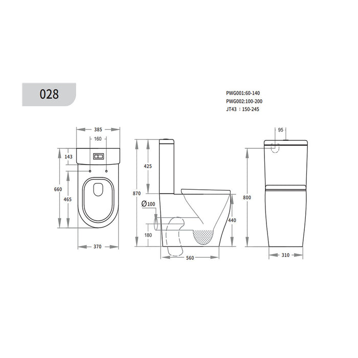 655*380*870mm Posidon Zeus Ceramic Rimless Gloss White Tornado Back To Wall Toilet