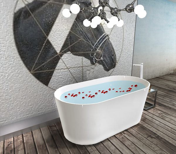 1300-1700*700*590mm Mercio ISEO Ultra-Slim Gloss White/Black Oval Acrylic Freestanding Bathtub