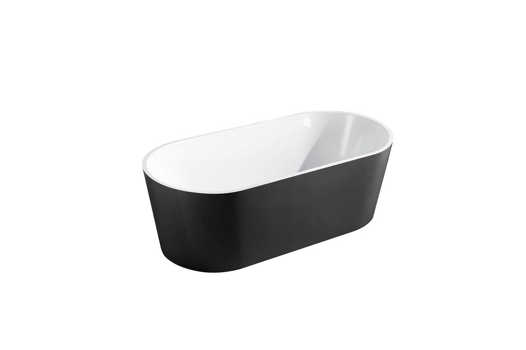 1300-1700*700*590mm Mercio ISEO Ultra-Slim Gloss White/Black Oval Acrylic Freestanding Bathtub