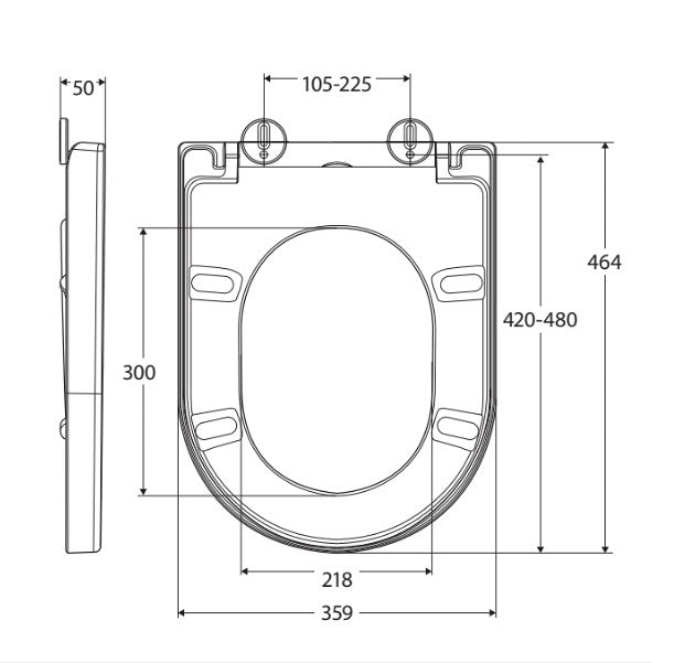 465*360*50mm Fienza Urea-Formaldehyde Gloss White/Matt White Universal Toilet Seat Cover