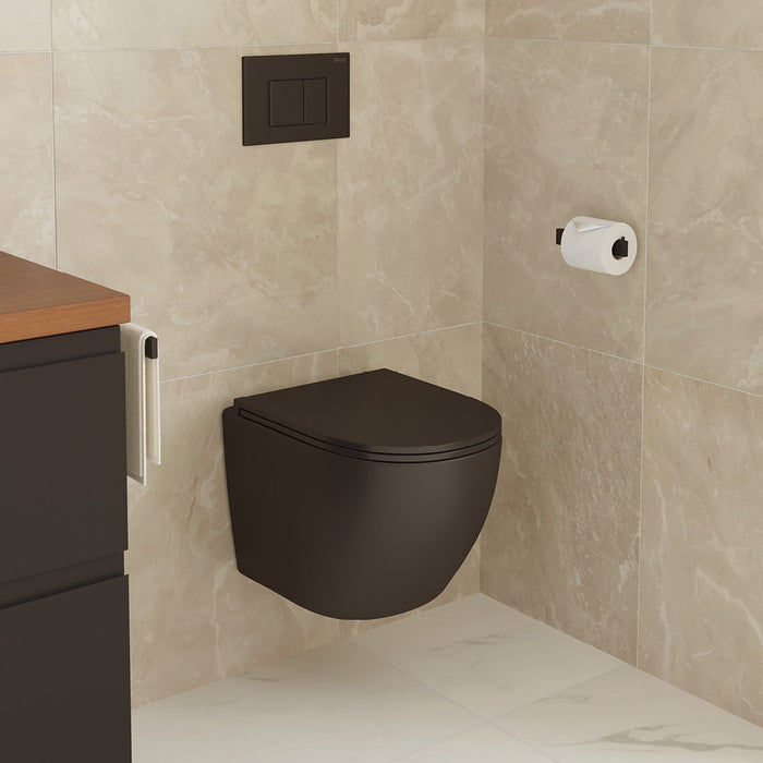 490*365*330-365mm Fienza Koko Gloss White/Matt White/Matt Black Tornado Wall Hung Toilet