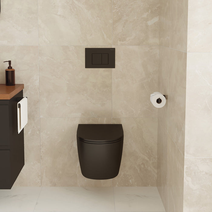 490*365*330-365mm Fienza Koko Gloss White/Matt White/Matt Black Tornado Wall Hung Toilet