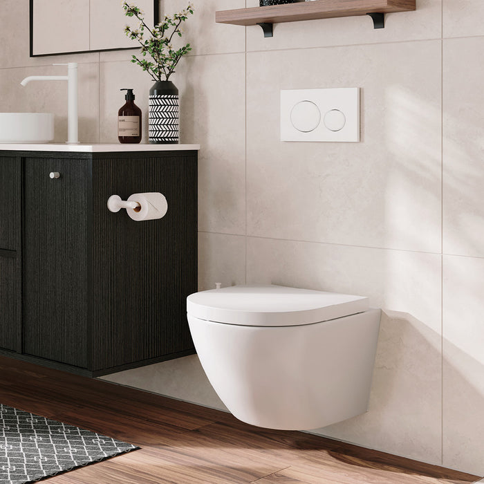 490*365*330-365mm Fienza Koko Gloss White/Matt White/Matt Black Tornado Wall Hung Toilet