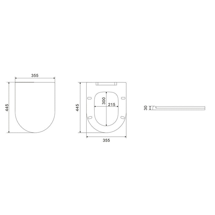 520*360*325mm Poseidon Avis Matt Black Rimless Wall Hung Pan