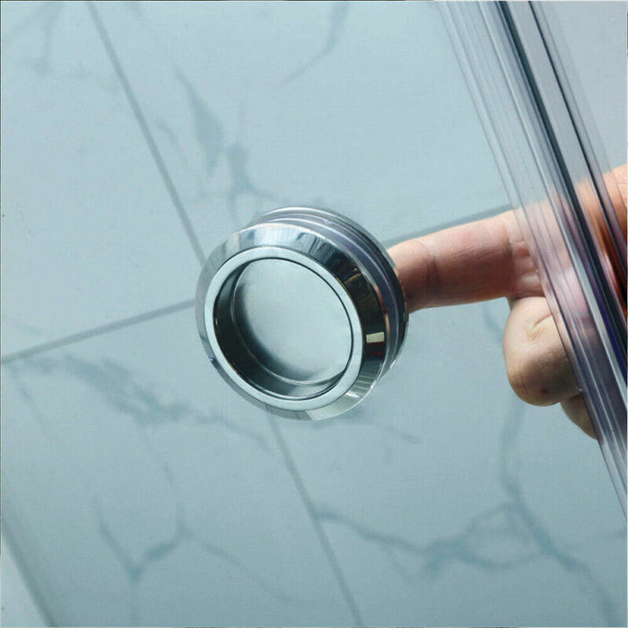 870-1180x2000mm Sliding L Shape Frameless Light Gold 10mm Glass Embedded Circle Handle Shower Screen - HD reno
